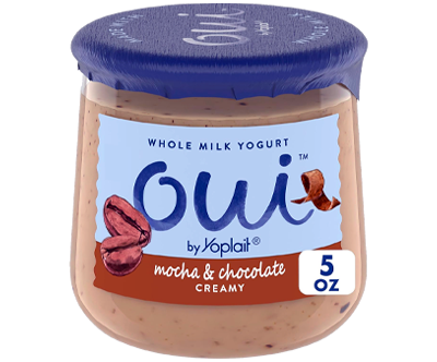 Oui by Yoplait Mocha & Chocolate Whole Milk Yogurt, French Style Yogurt Snack, 5 OZ Glass Yogurt Jar